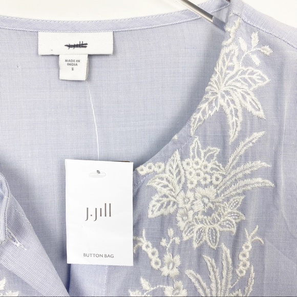 J. Jill Blue Embroidered Long Tunic Dress Small - Picture 5 of 7